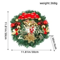 30cm Christmas wreath with red bows, gold bells and Merry Christmas sign on white background - J1-1 Double Bells Style