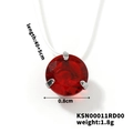 Detailed view of red round crystal pendant with precise 0.8cm three-claw setting - Red (KSN00011RD00)