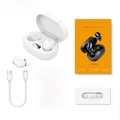 White A12 Pro TWS earbuds set with LED power display case and orange retail box - E6 Pro White