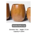 Brown wooden 120ml medium belly cup with natural grain finish and 6x7.5cm dimensions - 120ML / Irregular Grain Middle Belly Cup