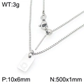 Silver square letter Q pendant on stainless steel box chain with lobster clasp and bead - Silver Letter Q Style (KN293683-Z)