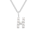 Elegante collana in acciaio inossidabile argento con pendente a lettera H in perle - H-Argento