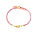 Detailed view of pink woven Milan cord bracelet with 18K gold star pendant and slider - Pink (Star)