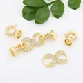 Infinity pearl necklace clasp in 18K gold plated brass with white zircon inlay - Large Infinity / 39mm / Gold