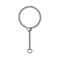 Punk black stainless steel Cuban chain necklace with heart cutout pendant and toggle closure - Black Heart Chain Width 6mm Length 63cm