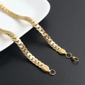 Collana a catena piatta in acciaio inossidabile placcato oro 18k con maglie testurizzate - 0.7cm x 50cm / Oro