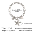 Detalles de la pulsera de acero inoxidable con estrella de mar y medidas del producto - Plata (YYB025115-P)