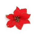 Sparkling red artificial poinsettia flower with golden glitter for Christmas tree decor - B-Style Red