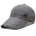 Dunkelgraue atmungsaktive Mesh-Baseballkappe mit Segeltuchfront und Sportlogo - Verstellbar / Dunkelgrau