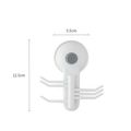 White 360-degree rotating 6-claw kitchen hook with suction cup base for wall storage - Vertical Rotating 6-Claw Hook 1 Pc