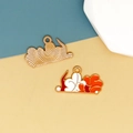 DIY colorful enamel ocean theme metal charms with golden plating for jewelry making - 20 Red White Seaweed
