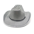 Cappello da cowboy disco con motivi a specchio argento e fascia nera decorativa - M (56-58cm) / Argento