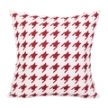 Red and white houndstooth pattern square pillowcase made of thick linen blend fabric - TQR73-11 Red White Large Houndstooth