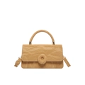 Elegante borsa a tracolla beige con trama a pieghe e chiusura metallica rotonda - Marrone
