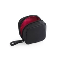 Petite pochette à cosmétiques en nylon noir avec doublure rouge et dragonne - Noir Avec Doublure Rouge Petit