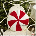 38cm round peppermint candy throw pillow in red and white stripes for Christmas decor - Red White Round Pillow
