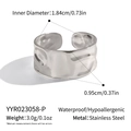 Detail of silver hammered stainless steel ring showing size and 0.95cm width measurements - Silver Style (YYR023058-P)