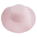 Detailed texture of light pink wool felt wide brim sun hat with a round minimalist crown - Adjustable 57-58cm / Pink