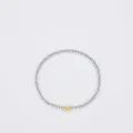 Minimalistisches s925 Silberperlenarmband mit polierten Kugeln und einer mattgoldenen Perle - S925 Sterling Silber Zweifarbig