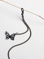Fashionable black metal eyewear chain with a hollow butterfly pendant and rhinestones - Black
