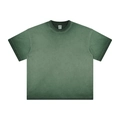 Men's washed dark green heavyweight cotton T-shirt in size L, laid flat on white background - S / T-Shirt - Washed Forest Green