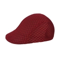 Dark red mesh beret cap for men and women featuring breathable diamond texture knit - M (56-58cm) / Red