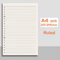 A4 size 30-hole lined refill paper for DIY loose-leaf notebook 215x290mm - A4 Ruled Refills [1 Pack]