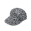 Detail view of leopard print five-panel camper hat with metal eyelets and flat brim - M (56-58cm) / White