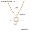 Minimalistische vergoldete Edelstahlkette mit kreisförmigem Perlenanhänger für Damen - Halskette / Gold