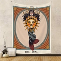 Arazzo Tarocchi Il Sole con sirena per decorazione murale in stile boho chic - 73*95CM / Sole / Tessuto spazzolato