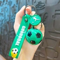 Porte-clés de football 3D vert avec bracelet en silicone et lettrage GOOOOAL - Avec Dragonne / Vert