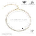 Elegante pulsera tennis de plata S925 dorada con circonitas 5A y cierre de mosquetón seguro - 2.7mm / Plata 925 chapada en oro amarillo