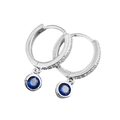 Eleganti orecchini a cerchio in argento S925 con gemme blu rotonde e zirconi micro-pavé - Argento 925 / Zircone Blu - Colore Oro Bianco