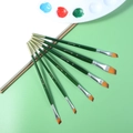 Set of 6 dark green angled paintbrushes with orange-brown bristles for acrylic and oil - 6Pcs Angled Peak HB002D / Dark Green