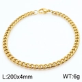 Polished golden stainless steel Cuban link bracelet with 200x4mm size dimension - 4mm Gold