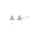 Detailed view of 4mm purple zircon cluster stud earrings in S925 sterling silver - White Gold Plated 925 Silver - Purple Zirconia