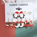Christmas stud earring set featuring reindeer, snowman and tree on white card - Model 09 A-1401