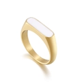 Minimalistischer Goldring aus Edelstahl mit weißem Harzinlay und gebürsteter Metallstruktur - US 6 / Gold Weißer Stil (KR101362-KFC)