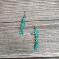 Handmade beaded earrings with irregular blue turquoise stones and silver accents - Silver-Turquoise