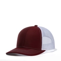 Classic burgundy and white trucker hat with curved brim and breathable mesh panels - Adjustable / Maroon + White Mesh