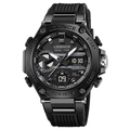 Orologio sportivo nero impermeabile con doppia visualizzazione oraria e cinturino - Nero