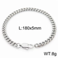 Zilveren hip-hop Cubaanse schakelarmband met karabijnsluiting, 180 mm lengte bij 5 mm breed - Stijl B-5mm-180mm(KB165908-ZZ)