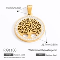Gold stainless steel tree of life pendant with sparkling crystals and waterproof finish - Gold Tree of Life Rhinestone Pendant (PJ91188)