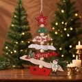 Handcrafted wooden Christmas tree ornament with snowman design and festive message - Style B Snowman