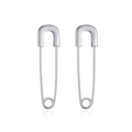 Orecchini a spilla da balia argentati minimalisti con finitura a specchio per donna - Argento (Stile Lungo Minimalista)