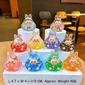 Floating glitter liquid keychain with cute resin rabbit cartoon character inside - Totoro Style (2025) / Multicolor