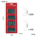 Set di 300 ganci per decorazioni natalizie in metallo verde in due dimensioni - 300 pezzi / Verde