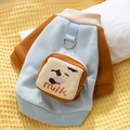 Cute cartoon dog hoodie in light blue with brown sleeves and milk-themed pocket - S / Blue Milk