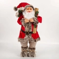 Classic Santa Claus doll with red velvet coat, gold glasses, and wooden skis decoration - 60CM
