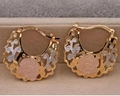 Exquisite tricolor hollow rose flower hoop earrings in gold, silver, and rose gold finish - Tricolor Rose Hollow